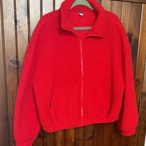 Old Navy Vibrant Red Sherpa  Jacket